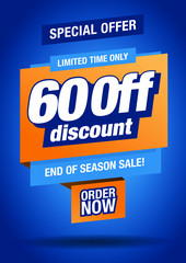 Vector Flyer A5 template. Discount 60% off. Special Offer. End of season sale. 
