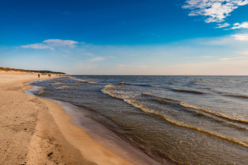 Sandy beach in the coast of Baltic sea in Palanga, Lithuania.