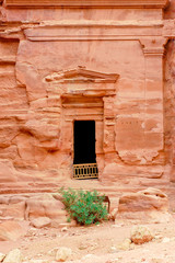A fragment of a wall in Al Khazneh, the ancient city of Petra, Jordan: an incredible UNESCO World Heritage Site.