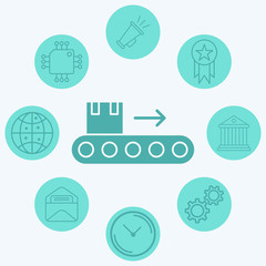 Conveyor vector icon sign symbol