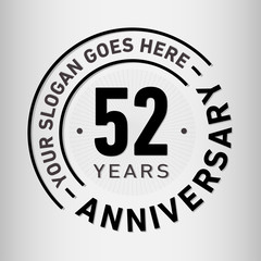 52 years anniversary logo template. Fifty-two years celebrating logotype. Vector and illustration.