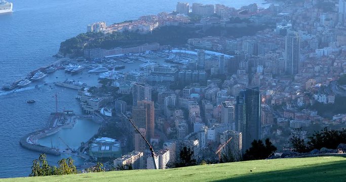 Aerial View Above The Beautiful City Of Menton On The French Riviera, Mediterranean Sea, Southern France, Europe - DCi 4K Resolution