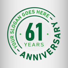 61 years anniversary logo template. Sixty-one years celebrating logotype. Vector and illustration.