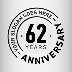 62 years anniversary logo template. Sixty-two years celebrating logotype. Vector and illustration.