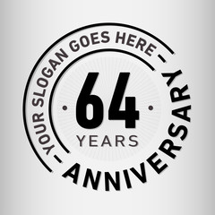 64 years anniversary logo template. Sixty-four years celebrating logotype. Vector and illustration.