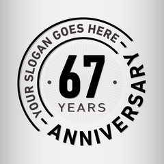 67 years anniversary logo template. Sixty-seven years celebrating logotype. Vector and illustration.