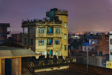 Kathmandu, Nepal. Kathmandu in night, long exposure photography.