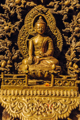 The golden temple in Patan, unique Buddhist monastery in north of Durbar Square, Kathmandu of Nepal.