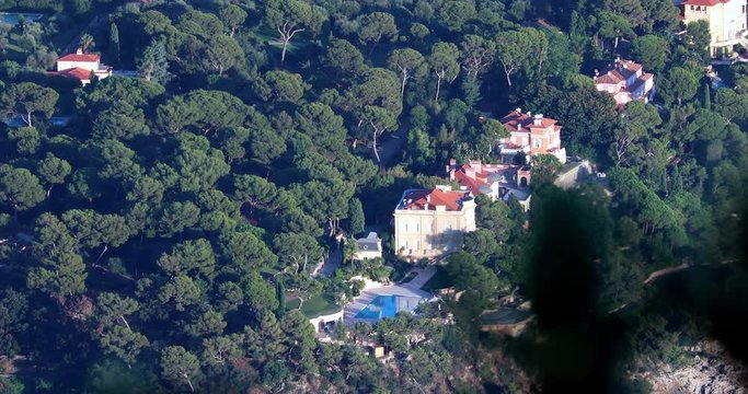 Aerial View Of Luxurious Villas Of Cape Martin (Cap Martin), Wealthy Lifestyle, Headland In Roquebrune-Cap-Martin, Coast Between Monaco And Menton On The French Riviera, Mediterranean Sea, France