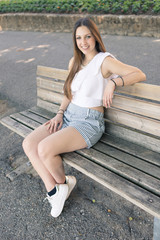 Portrait of a young entrepreneur influencer at the park in Bergamo, Italy