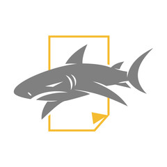 Shark Paper logo design vector isolated illustration template