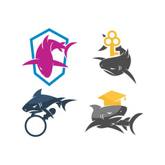 Shark Key Education Magnify logo design vector set template