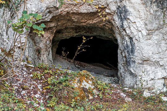 mountain cave in the Italian Apennines mountains of the south-east Lazio region