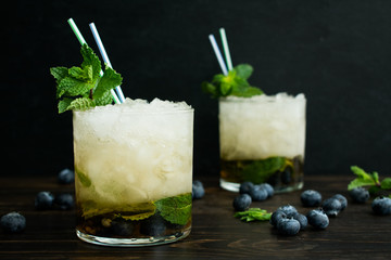 Blueberry Mint Julep Cocktails with Garnish