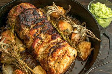 Roasted Pork Loin with Apples and Herbs
