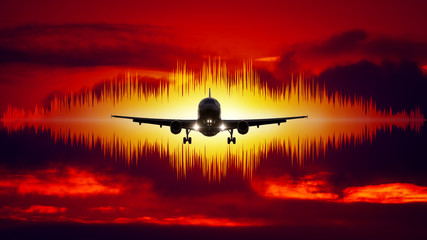 aircraft noise symbol red sky