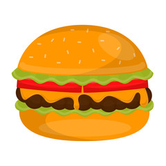 Isolated burger image. Fast food - Vector illustration