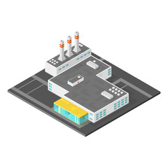 Isometric Industrial Factory Building Vector Illustration