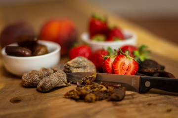 still life with fresh and dried fruits