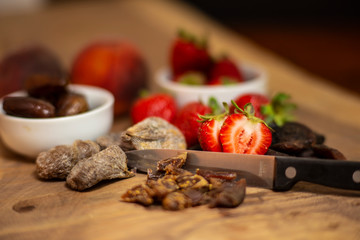 still life with fresh and dried fruits