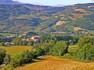 Italy, Marche, Apennine landscape around Fiastra village.