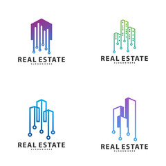 Obraz premium Set of Tech City Logo Symbol Template Design Vector, Emblem, Design Concept, Creative Symbol, Icon