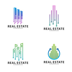 Set of Tech City Logo Symbol Template Design Vector, Emblem, Design Concept, Creative Symbol, Icon