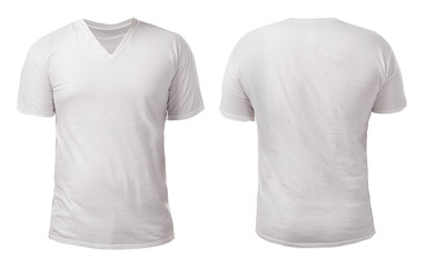 White V-Neck Shirt Design Template