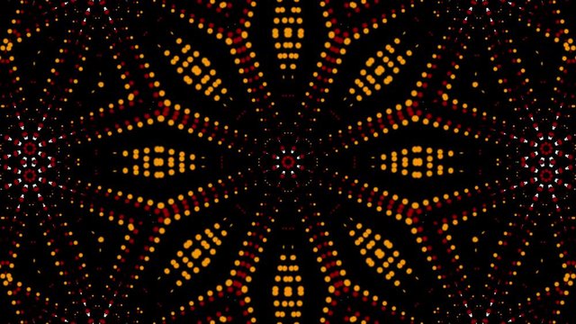 Chaotic chasing lights create abstract star patterns then quickly fade to black