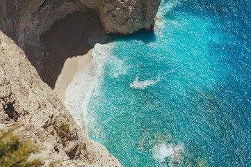 View of the shipwreck on the beach Navagio in Zakynthos, Greece
