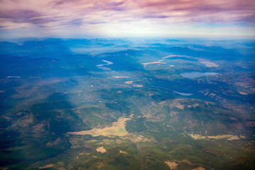 Fototapeta na wymiar Aerial view of some beautiful landscape around Kalispell country side