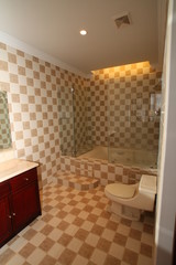 Checkered tile bathroom