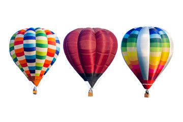 Fototapeta na wymiar Set of colorful hot air balloons isolated on white background.