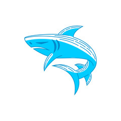 Shark logo design concept vector Outline isolated illustration