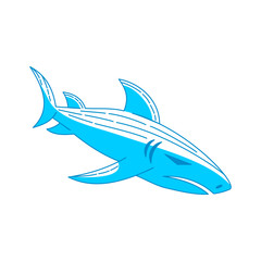 Fototapeta premium Shark Blue logo design vector Outline isolated illustration