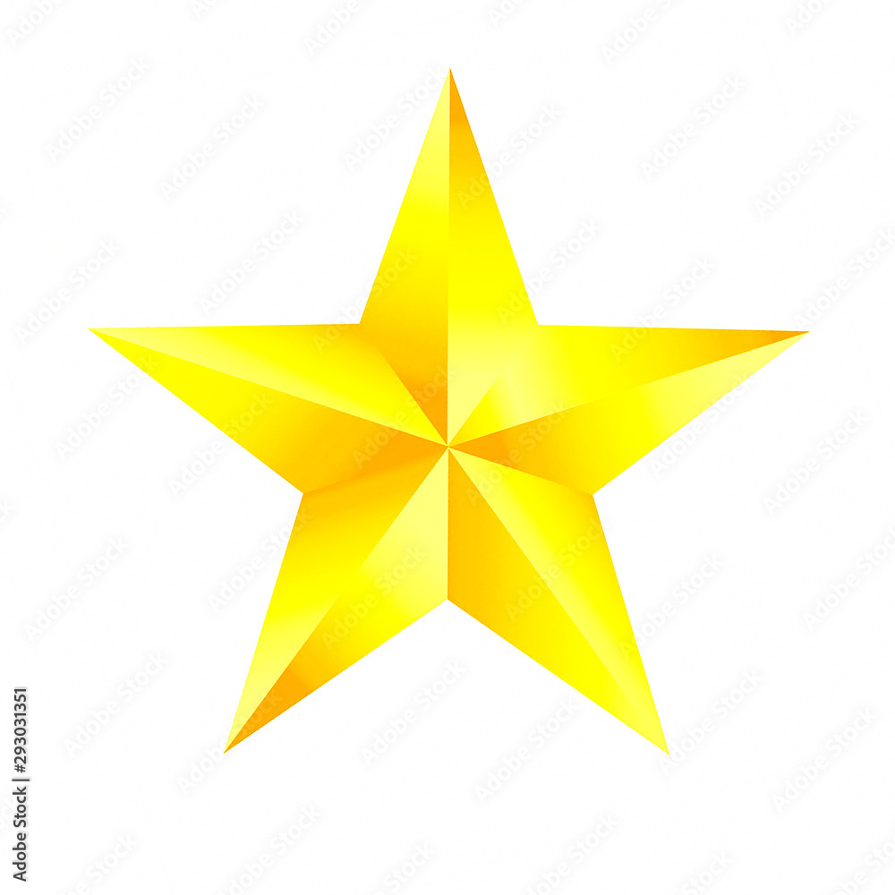 Wall mural gold star isolated on white background.