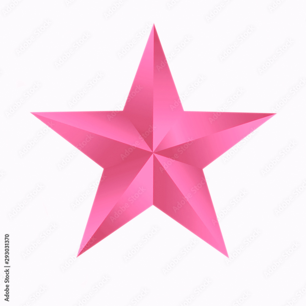 Wall mural pink star isolated on white background.