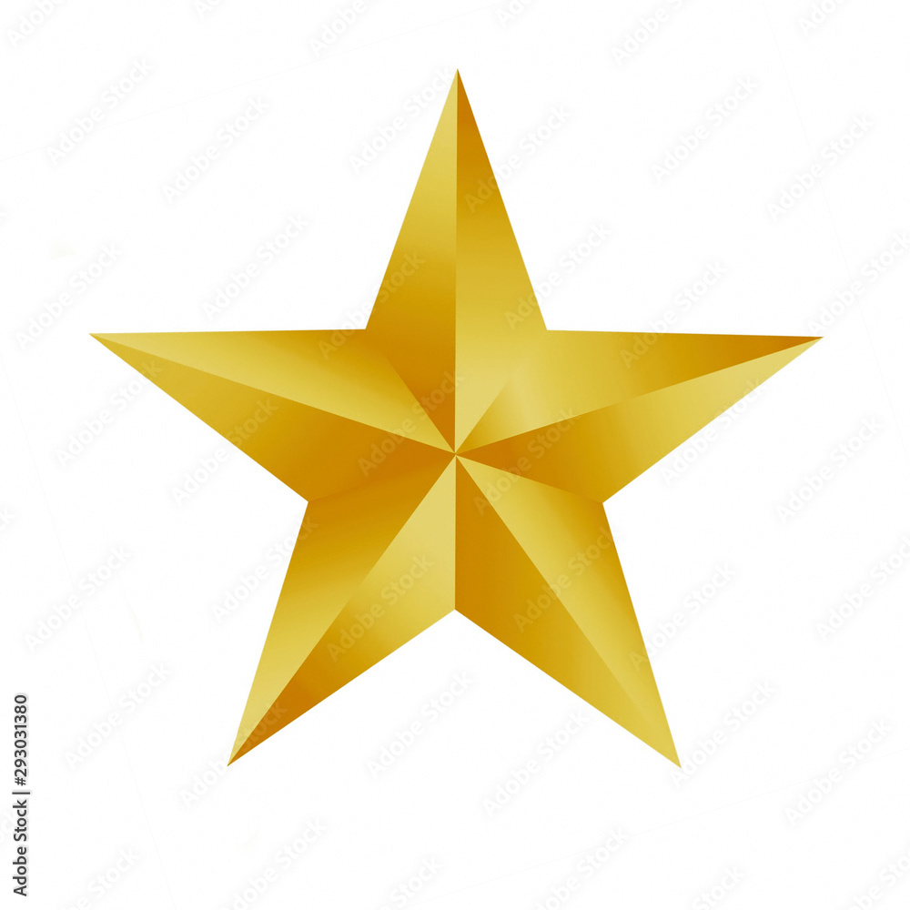 Wall mural gold star isolated on white background.