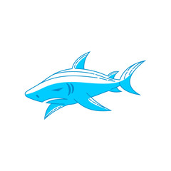 Shark logo design sign vector Outline isolated illustration