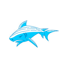 Shark aquatic logo design Outline illustration concept template