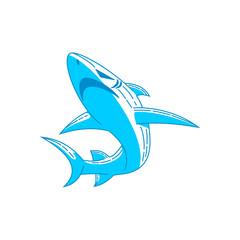 Shark Badge logo Outline design vector  isolated illustration
