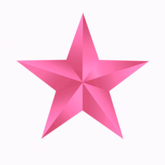 Pink star isolated on white background.