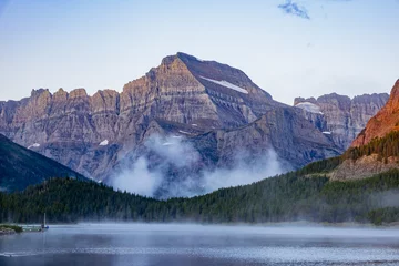 Foto op Canvas Sunrise of the Mount Wilbur, Swiftcurrent Lake in the Many Glacier area of the famous Glacier National Park © Kit Leong