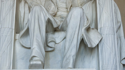 Close up of Abraham Lincoln statue at Washington DC Memorial
