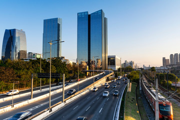 Fototapeta na wymiar Modern buildings in Marginal Pinheiros River, Sao Paulo, Brazil