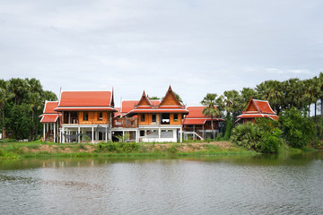 Thai style traditional wooden house 