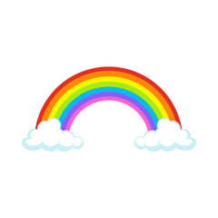 vector symbol of rainbow and clouds in the sky on white background