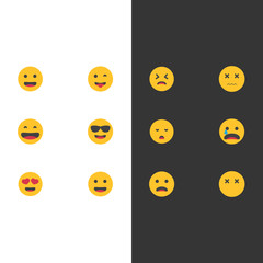 Obraz premium sad and funny smile emoji, sad emoji on grey background funny on white.