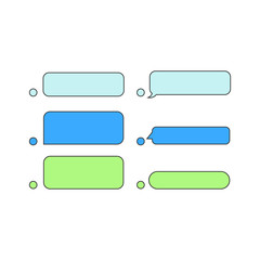 Fototapeta premium Short Message Service Flat Bubbles, blue and green color on white background. Vector illustration