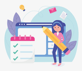 student girl school education online image